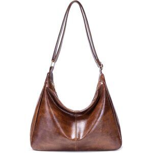 Women's Brown Foldable Vegan Leather Hobo Bag Multi-directional Sloping Wallet